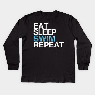 Eat Sleep Swim Repeat Swimmers Shirt Kids Long Sleeve T-Shirt